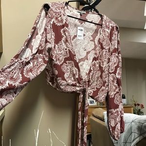 Charlotte Russe Burgundy Wrap Crop Top